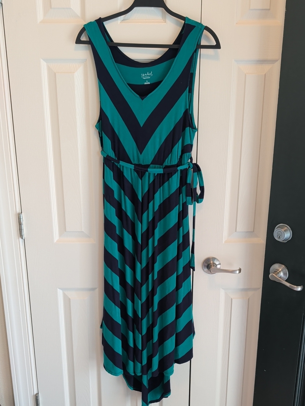 Isabel Maternity by Ingrid & Isabel Teal and Navy Striped Maxi Dress